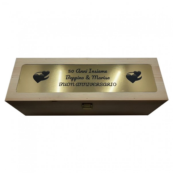 Custom Engraved Wood Wine Box with Metal Foil - Single Bottle