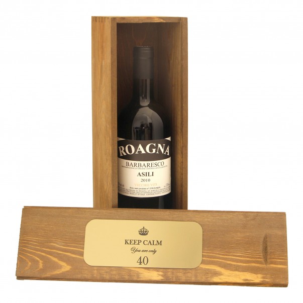 Custom Engraved Wood Wine Box with Metal Foil - Single Bottle