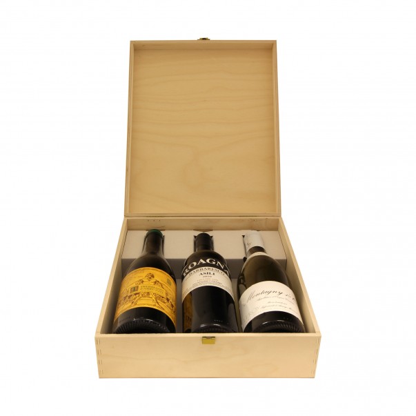 Custom Engraved Wood Wine Box - three bottles | oohwine.com