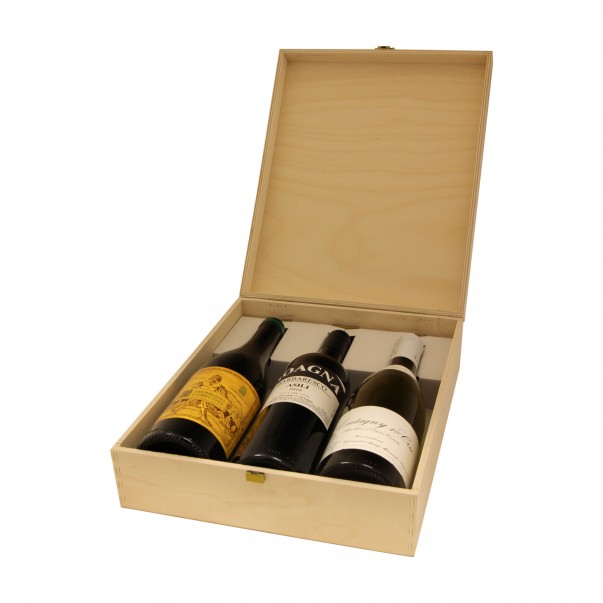 Custom Engraved Wood Wine Box - three bottles | oohwine.com