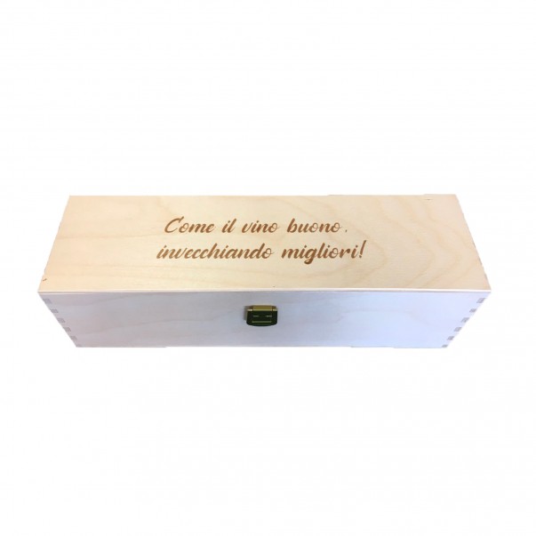 PERSONALIZED WOODEN WINE BOX - 1 BOTTLE - ILVA