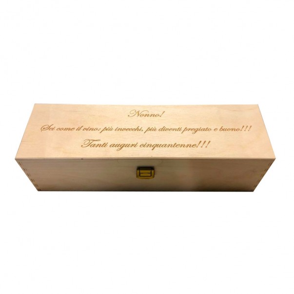 PERSONALIZED WOODEN WINE BOX - 1 BOTTLE - ILVA