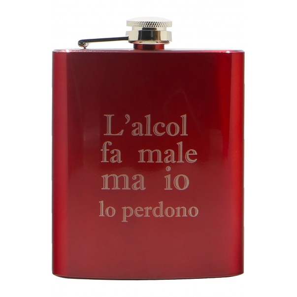 Custom Engraved Liquor Red Flask | oohwine.com