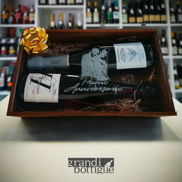 Custom Engraved Wood Wine Box  - Plexiglass Cover 1 or 2 Bottles